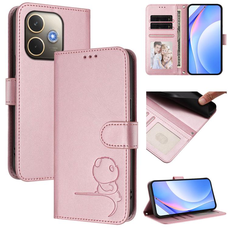 Litter Panda Embossing RFID Leather Phone Case with Lanyard, For OPPO A5 Pro 4G / 5G Global, For OPPO F29 Pro 5G Global, For OPPO F29 5G Global, For OPPO Reno13 Pro 5G Global, For OPPO Reno13 5G Global, For OPPO Find X8, For OPPO A3x 4G / 5G           ...
