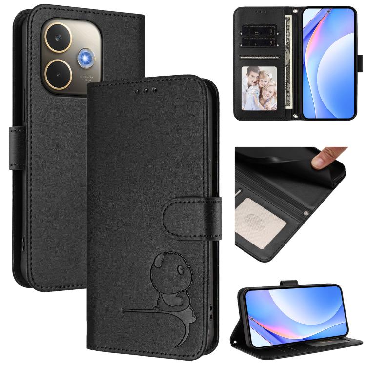 Litter Panda Embossing RFID Leather Phone Case with Lanyard, For OPPO A5 Pro 4G / 5G Global, For OPPO F29 Pro 5G Global, For OPPO F29 5G Global, For OPPO Reno13 Pro 5G Global, For OPPO Reno13 5G Global, For OPPO Find X8, For OPPO A3x 4G / 5G           ...