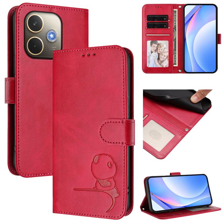 Litter Panda Embossing RFID Leather Phone Case with Lanyard, For OPPO A5 Pro 4G / 5G Global, For OPPO F29 Pro 5G Global, For OPPO F29 5G Global, For OPPO Reno13 Pro 5G Global, For OPPO Reno13 5G Global, For OPPO Find X8, For OPPO A3x 4G / 5G           ...