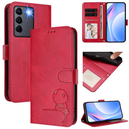 Litter Panda Embossing RFID Leather Phone Case with Lanyard, For vivo X100s, For vivo Y38 / T3x, For vivo iQOO Z9x, For vivo iQOO Z9 / Z9 Turbo, For vivo V30 / V30 Pro, For vivo V29e / Y200 5G / V30 Lite 5G, For vivo Y36 5G / 4G / India                ...