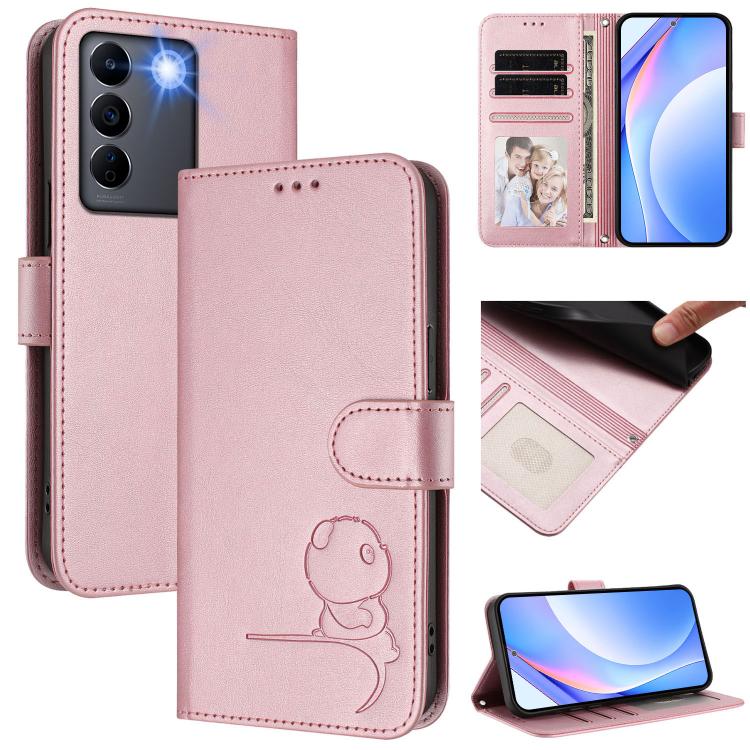 Litter Panda Embossing RFID Leather Phone Case with Lanyard, For vivo X100s, For vivo Y38 / T3x, For vivo iQOO Z9x, For vivo iQOO Z9 / Z9 Turbo, For vivo V30 / V30 Pro, For vivo V29e / Y200 5G / V30 Lite 5G, For vivo Y36 5G / 4G / India                ...