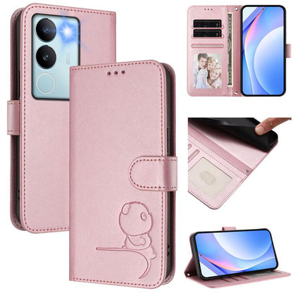 Litter Panda Embossing RFID Leather Phone Case with Lanyard, For vivo X100s, For vivo Y38 / T3x, For vivo iQOO Z9x, For vivo iQOO Z9 / Z9 Turbo, For vivo V30 / V30 Pro, For vivo V29e / Y200 5G / V30 Lite 5G, For vivo Y36 5G / 4G / India                ...