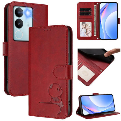 Litter Panda Embossing RFID Leather Phone Case with Lanyard, For vivo X100s, For vivo Y38 / T3x, For vivo iQOO Z9x, For vivo iQOO Z9 / Z9 Turbo, For vivo V30 / V30 Pro, For vivo V29e / Y200 5G / V30 Lite 5G, For vivo Y36 5G / 4G / India                ...