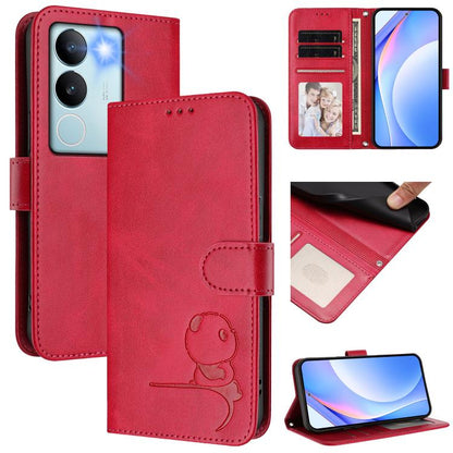 Litter Panda Embossing RFID Leather Phone Case with Lanyard, For vivo X100s, For vivo Y38 / T3x, For vivo iQOO Z9x, For vivo iQOO Z9 / Z9 Turbo, For vivo V30 / V30 Pro, For vivo V29e / Y200 5G / V30 Lite 5G, For vivo Y36 5G / 4G / India                ...