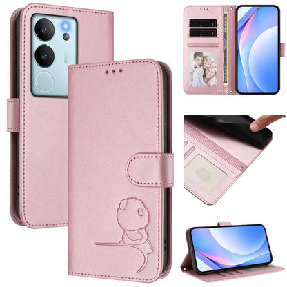 Litter Panda Embossing RFID Leather Phone Case with Lanyard, For vivo X100s, For vivo Y38 / T3x, For vivo iQOO Z9x, For vivo iQOO Z9 / Z9 Turbo, For vivo V30 / V30 Pro, For vivo V29e / Y200 5G / V30 Lite 5G, For vivo Y36 5G / 4G / India                ...