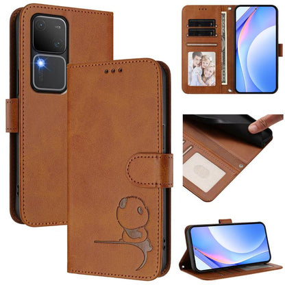 Litter Panda Embossing RFID Leather Phone Case with Lanyard, For vivo X100s, For vivo Y38 / T3x, For vivo iQOO Z9x, For vivo iQOO Z9 / Z9 Turbo, For vivo V30 / V30 Pro, For vivo V29e / Y200 5G / V30 Lite 5G, For vivo Y36 5G / 4G / India                ...