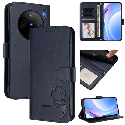 Litter Panda Embossing RFID Leather Phone Case with Lanyard, For vivo X100s, For vivo Y38 / T3x, For vivo iQOO Z9x, For vivo iQOO Z9 / Z9 Turbo, For vivo V30 / V30 Pro, For vivo V29e / Y200 5G / V30 Lite 5G, For vivo Y36 5G / 4G / India                ...