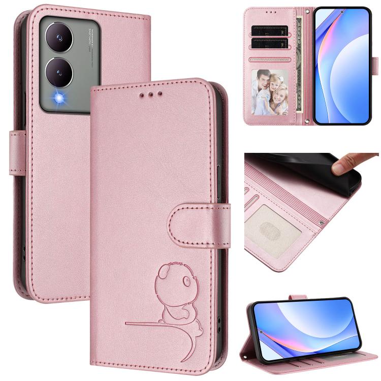 Litter Panda Embossing RFID Leather Phone Case with Lanyard, For vivo X100s, For vivo Y38 / T3x, For vivo iQOO Z9x, For vivo iQOO Z9 / Z9 Turbo, For vivo V30 / V30 Pro, For vivo V29e / Y200 5G / V30 Lite 5G, For vivo Y36 5G / 4G / India                ...