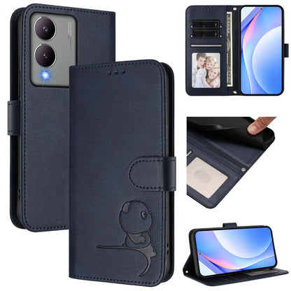 Litter Panda Embossing RFID Leather Phone Case with Lanyard, For vivo X100s, For vivo Y38 / T3x, For vivo iQOO Z9x, For vivo iQOO Z9 / Z9 Turbo, For vivo V30 / V30 Pro, For vivo V29e / Y200 5G / V30 Lite 5G, For vivo Y36 5G / 4G / India                ...