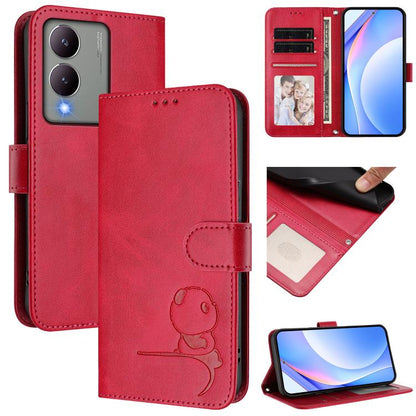 Litter Panda Embossing RFID Leather Phone Case with Lanyard, For vivo X100s, For vivo Y38 / T3x, For vivo iQOO Z9x, For vivo iQOO Z9 / Z9 Turbo, For vivo V30 / V30 Pro, For vivo V29e / Y200 5G / V30 Lite 5G, For vivo Y36 5G / 4G / India                ...