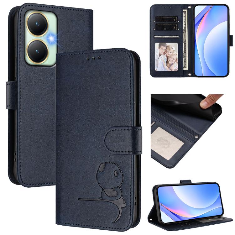 Litter Panda Embossing RFID Leather Phone Case with Lanyard, For vivo X100s, For vivo Y38 / T3x, For vivo iQOO Z9x, For vivo iQOO Z9 / Z9 Turbo, For vivo V30 / V30 Pro, For vivo V29e / Y200 5G / V30 Lite 5G, For vivo Y36 5G / 4G / India                ...
