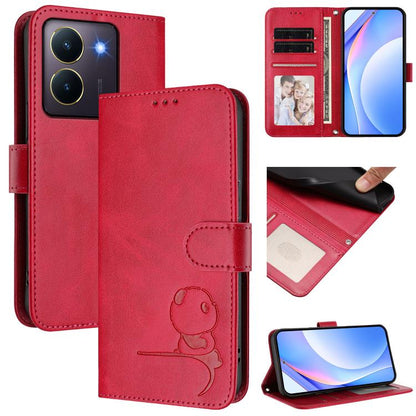 Litter Panda Embossing RFID Leather Phone Case with Lanyard, For vivo X100s, For vivo Y38 / T3x, For vivo iQOO Z9x, For vivo iQOO Z9 / Z9 Turbo, For vivo V30 / V30 Pro, For vivo V29e / Y200 5G / V30 Lite 5G, For vivo Y36 5G / 4G / India                ...