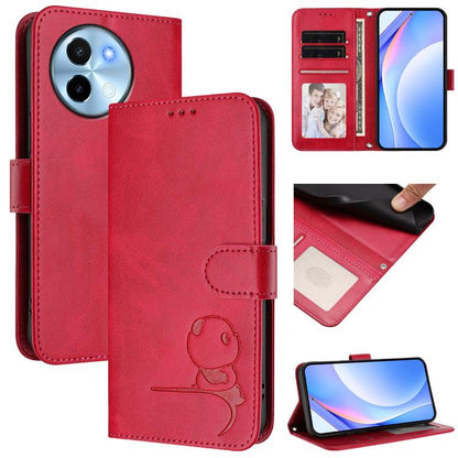 Litter Panda Embossing RFID Leather Phone Case with Lanyard, For vivo X100s, For vivo Y38 / T3x, For vivo iQOO Z9x, For vivo iQOO Z9 / Z9 Turbo, For vivo V30 / V30 Pro, For vivo V29e / Y200 5G / V30 Lite 5G, For vivo Y36 5G / 4G / India                ...
