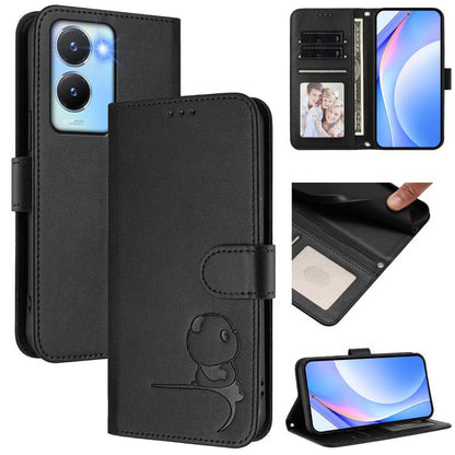 Litter Panda Embossing RFID Leather Phone Case with Lanyard, For vivo X100s, For vivo Y38 / T3x, For vivo iQOO Z9x, For vivo iQOO Z9 / Z9 Turbo, For vivo V30 / V30 Pro, For vivo V29e / Y200 5G / V30 Lite 5G, For vivo Y36 5G / 4G / India                ...
