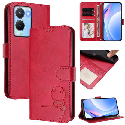 Litter Panda Embossing RFID Leather Phone Case with Lanyard, For vivo X100s, For vivo Y38 / T3x, For vivo iQOO Z9x, For vivo iQOO Z9 / Z9 Turbo, For vivo V30 / V30 Pro, For vivo V29e / Y200 5G / V30 Lite 5G, For vivo Y36 5G / 4G / India                ...