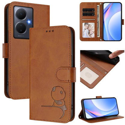 Litter Panda Embossing RFID Leather Phone Case with Lanyard, For vivo X100s, For vivo Y38 / T3x, For vivo iQOO Z9x, For vivo iQOO Z9 / Z9 Turbo, For vivo V30 / V30 Pro, For vivo V29e / Y200 5G / V30 Lite 5G, For vivo Y36 5G / 4G / India                ...