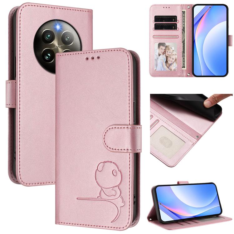 Litter Panda Embossing RFID Leather Phone Case with Lanyard, For Realme V70 5G / 14x Global / C75 5G, For Realme Narzo 80 Pro / 14 Pro, For Realme C75 4G / 14x India / Narzo 80x, For Realme Narzo 80x, For Realme 14 / P3 / 14T 5G, For Realme P3 Ultra   ...