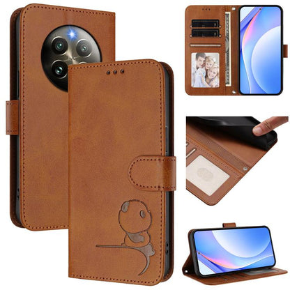 Litter Panda Embossing RFID Leather Phone Case with Lanyard, For Realme V70 5G / 14x Global / C75 5G, For Realme Narzo 80 Pro / 14 Pro, For Realme C75 4G / 14x India / Narzo 80x, For Realme Narzo 80x, For Realme 14 / P3 / 14T 5G, For Realme P3 Ultra   ...