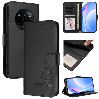 Litter Panda Embossing RFID Leather Phone Case with Lanyard, For Realme V70 5G / 14x Global / C75 5G, For Realme Narzo 80 Pro / 14 Pro, For Realme C75 4G / 14x India / Narzo 80x, For Realme Narzo 80x, For Realme 14 / P3 / 14T 5G, For Realme P3 Ultra   ...