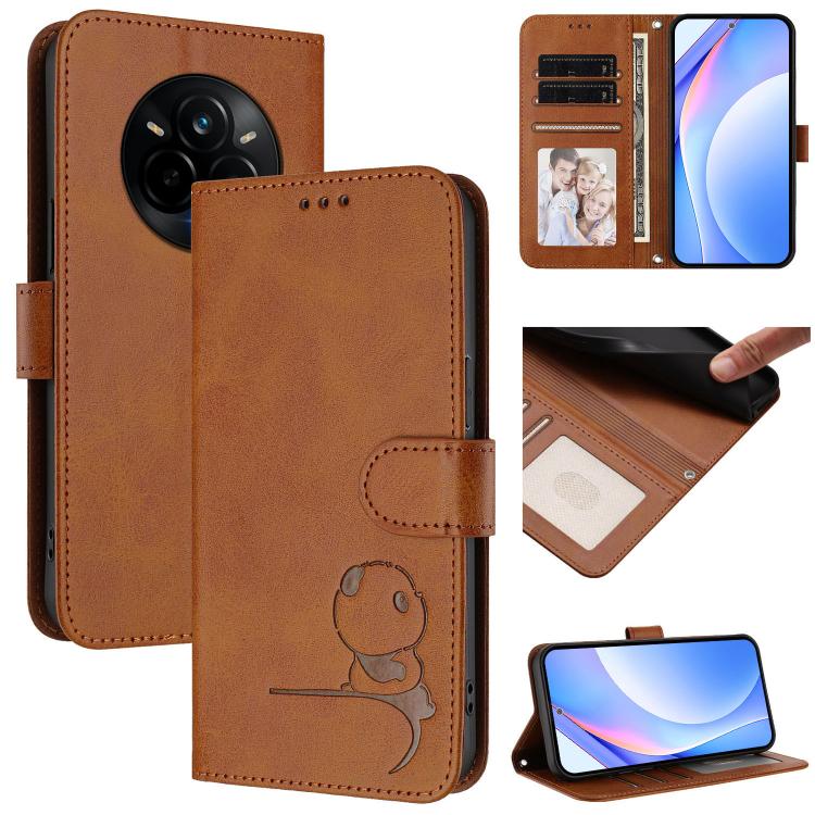 Litter Panda Embossing RFID Leather Phone Case with Lanyard, For Realme V70 5G / 14x Global / C75 5G, For Realme Narzo 80 Pro / 14 Pro, For Realme C75 4G / 14x India / Narzo 80x, For Realme Narzo 80x, For Realme 14 / P3 / 14T 5G, For Realme P3 Ultra   ...