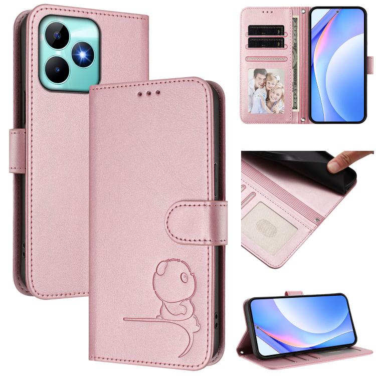 Litter Panda Embossing RFID Leather Phone Case with Lanyard, For Realme 13 Pro / 13 Pro+, For Realme C63 4G / C61 / C61 India, For Realme GT 6T 5G / GT 6 5G Global, For Realme C67 4G / 12 Lite 4G, For Realme 12 Pro / 12 Pro+ / P1 Pro                   ...