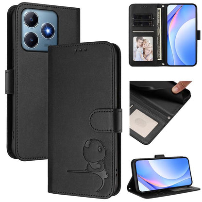 Litter Panda Embossing RFID Leather Phone Case with Lanyard, For Realme 13 Pro / 13 Pro+, For Realme C63 4G / C61 / C61 India, For Realme GT 6T 5G / GT 6 5G Global, For Realme C67 4G / 12 Lite 4G, For Realme 12 Pro / 12 Pro+ / P1 Pro                   ...