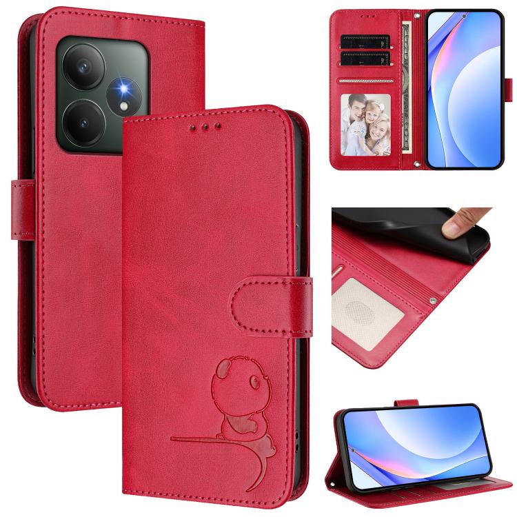 Litter Panda Embossing RFID Leather Phone Case with Lanyard, For Realme 13 Pro / 13 Pro+, For Realme C63 4G / C61 / C61 India, For Realme GT 6T 5G / GT 6 5G Global, For Realme C67 4G / 12 Lite 4G, For Realme 12 Pro / 12 Pro+ / P1 Pro                   ...