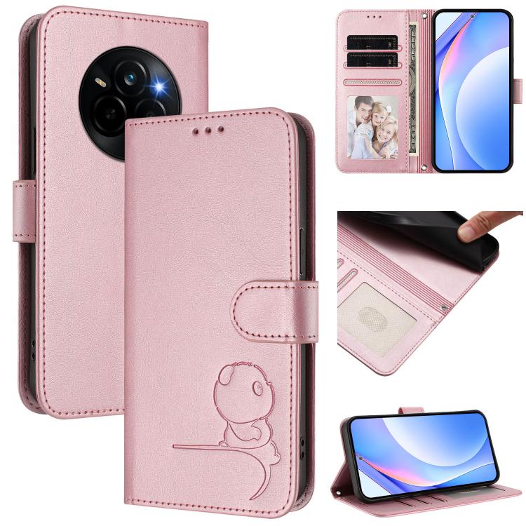 Litter Panda Embossing RFID Leather Phone Case with Lanyard, For Realme V70 5G / 14x Global / C75 5G, For Realme Narzo 80 Pro / 14 Pro, For Realme C75 4G / 14x India / Narzo 80x, For Realme Narzo 80x, For Realme 14 / P3 / 14T 5G, For Realme P3 Ultra   ...