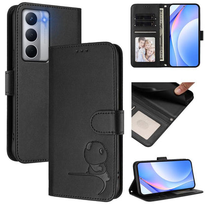 Litter Panda Embossing RFID Leather Phone Case with Lanyard, For Realme V70 5G / 14x Global / C75 5G, For Realme Narzo 80 Pro / 14 Pro, For Realme C75 4G / 14x India / Narzo 80x, For Realme Narzo 80x, For Realme 14 / P3 / 14T 5G, For Realme P3 Ultra   ...