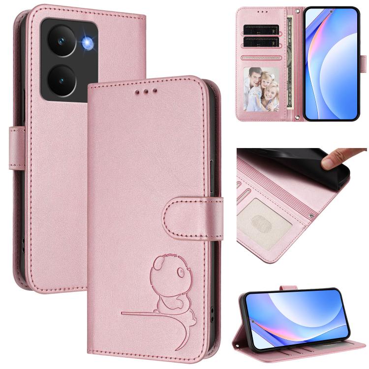 Litter Panda Embossing RFID Leather Phone Case with Lanyard, For Realme V70 5G / 14x Global / C75 5G, For Realme Narzo 80 Pro / 14 Pro, For Realme C75 4G / 14x India / Narzo 80x, For Realme Narzo 80x, For Realme 14 / P3 / 14T 5G, For Realme P3 Ultra   ...
