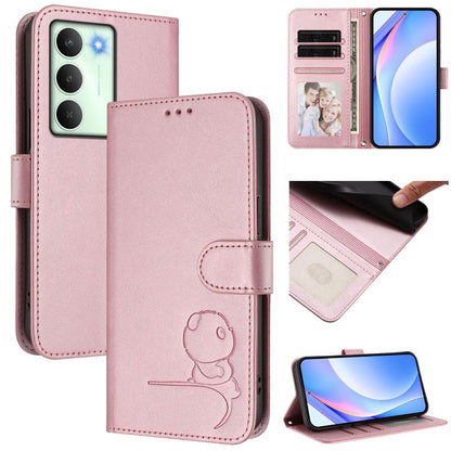 Litter Panda Embossing RFID Leather Phone Case with Lanyard, For Realme V70 5G / 14x Global / C75 5G, For Realme Narzo 80 Pro / 14 Pro, For Realme C75 4G / 14x India / Narzo 80x, For Realme Narzo 80x, For Realme 14 / P3 / 14T 5G, For Realme P3 Ultra   ...
