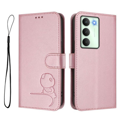 Litter Panda Embossing RFID Leather Phone Case with Lanyard, For Realme V70 5G / 14x Global / C75 5G, For Realme Narzo 80 Pro / 14 Pro, For Realme C75 4G / 14x India / Narzo 80x, For Realme Narzo 80x, For Realme 14 / P3 / 14T 5G, For Realme P3 Ultra   ...