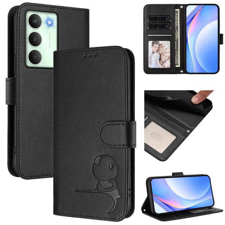 Litter Panda Embossing RFID Leather Phone Case with Lanyard, For Realme V70 5G / 14x Global / C75 5G, For Realme Narzo 80 Pro / 14 Pro, For Realme C75 4G / 14x India / Narzo 80x, For Realme Narzo 80x, For Realme 14 / P3 / 14T 5G, For Realme P3 Ultra   ...