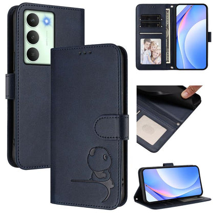 Litter Panda Embossing RFID Leather Phone Case with Lanyard, For Realme V70 5G / 14x Global / C75 5G, For Realme Narzo 80 Pro / 14 Pro, For Realme C75 4G / 14x India / Narzo 80x, For Realme Narzo 80x, For Realme 14 / P3 / 14T 5G, For Realme P3 Ultra   ...