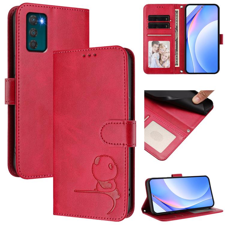 Litter Panda Embossing RFID Leather Phone Case with Lanyard, For Motorola Moto G73 5G, For Motorola Moto G 5G 2023, For Motorola Moto G62 5G / India, For Motorola Moto G42 5G