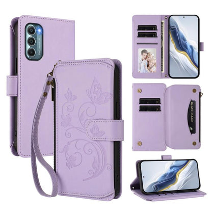Butterfly Love Flower Multi-card Zipper Wallet Leather Phone Case, For Motorola Moto G Stylus 2022 5G, For Motorola Moto G200 5G, For Motorola Moto G Stylus 2022 4G, For Motorola Moto G Power 2022