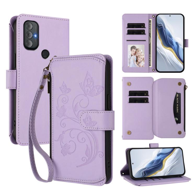 Butterfly Love Flower Multi-card Zipper Wallet Leather Phone Case, For Motorola Moto G Stylus 2022 5G, For Motorola Moto G200 5G, For Motorola Moto G Stylus 2022 4G, For Motorola Moto G Power 2022
