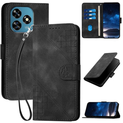 Grid Butterfly Embossed Pattern Leather Phone Case with Lanyard, For Oukitel C17 4G 2026, For Oukitel C26, For Oukitel C53, For Oukitel C51