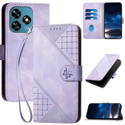 Grid Butterfly Embossed Pattern Leather Phone Case with Lanyard, For Oukitel C17 4G 2026, For Oukitel C26, For Oukitel C53, For Oukitel C51