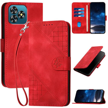 Grid Butterfly Embossed Pattern Leather Phone Case with Lanyard, For Oukitel C17 4G 2026, For Oukitel C26, For Oukitel C53, For Oukitel C51