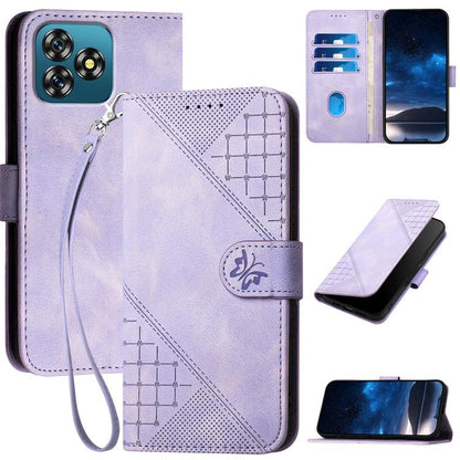 Grid Butterfly Embossed Pattern Leather Phone Case with Lanyard, For Oukitel C17 4G 2026, For Oukitel C26, For Oukitel C53, For Oukitel C51