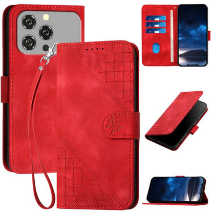 Grid Butterfly Embossed Pattern Leather Phone Case with Lanyard, For Oukitel C17 4G 2026, For Oukitel C26, For Oukitel C53, For Oukitel C51