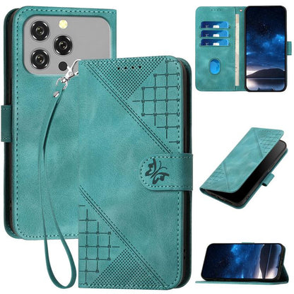 Grid Butterfly Embossed Pattern Leather Phone Case with Lanyard, For Oukitel C17 4G 2026, For Oukitel C26, For Oukitel C53, For Oukitel C51