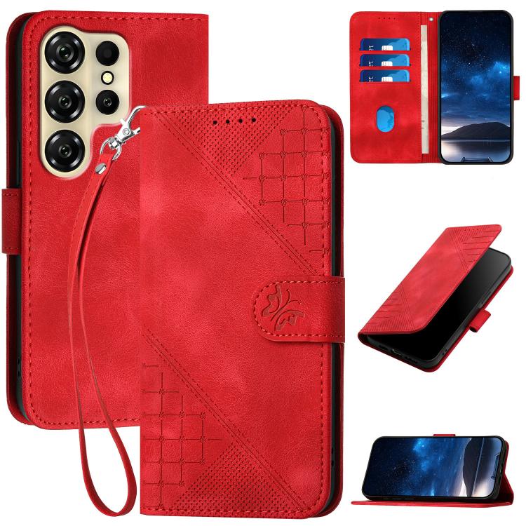 Grid Butterfly Embossed Pattern Leather Phone Case with Lanyard, For Oukitel C17 4G 2026, For Oukitel C26, For Oukitel C53, For Oukitel C51