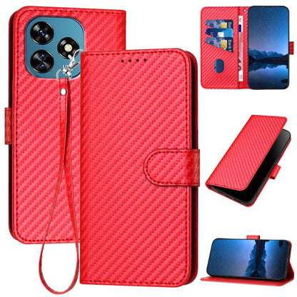 YX0070 Carbon Fiber Buckle Leather Phone Case with Lanyard, For Oukitel C17 4G 2026, For Oukitel C26, For Oukitel C53, For Oukitel C51