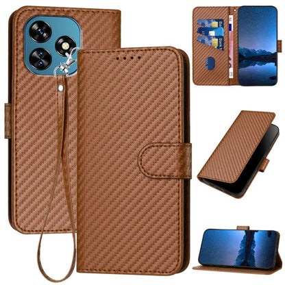 YX0070 Carbon Fiber Buckle Leather Phone Case with Lanyard, For Oukitel C17 4G 2026, For Oukitel C26, For Oukitel C53, For Oukitel C51