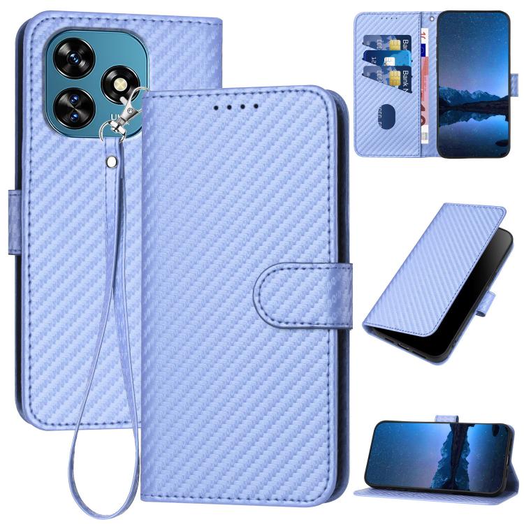 YX0070 Carbon Fiber Buckle Leather Phone Case with Lanyard, For Oukitel C17 4G 2026, For Oukitel C26, For Oukitel C53, For Oukitel C51