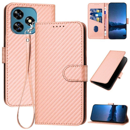 YX0070 Carbon Fiber Buckle Leather Phone Case with Lanyard, For Oukitel C17 4G 2026, For Oukitel C26, For Oukitel C53, For Oukitel C51