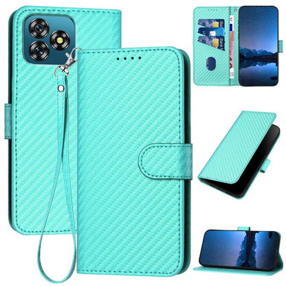 YX0070 Carbon Fiber Buckle Leather Phone Case with Lanyard, For Oukitel C17 4G 2026, For Oukitel C26, For Oukitel C53, For Oukitel C51