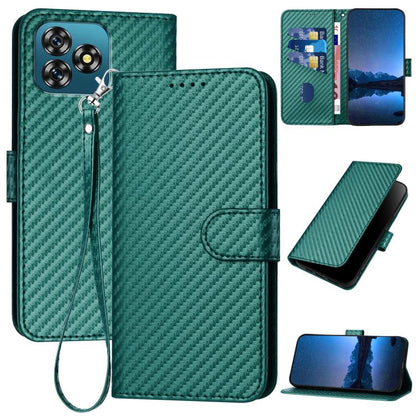 YX0070 Carbon Fiber Buckle Leather Phone Case with Lanyard, For Oukitel C17 4G 2026, For Oukitel C26, For Oukitel C53, For Oukitel C51